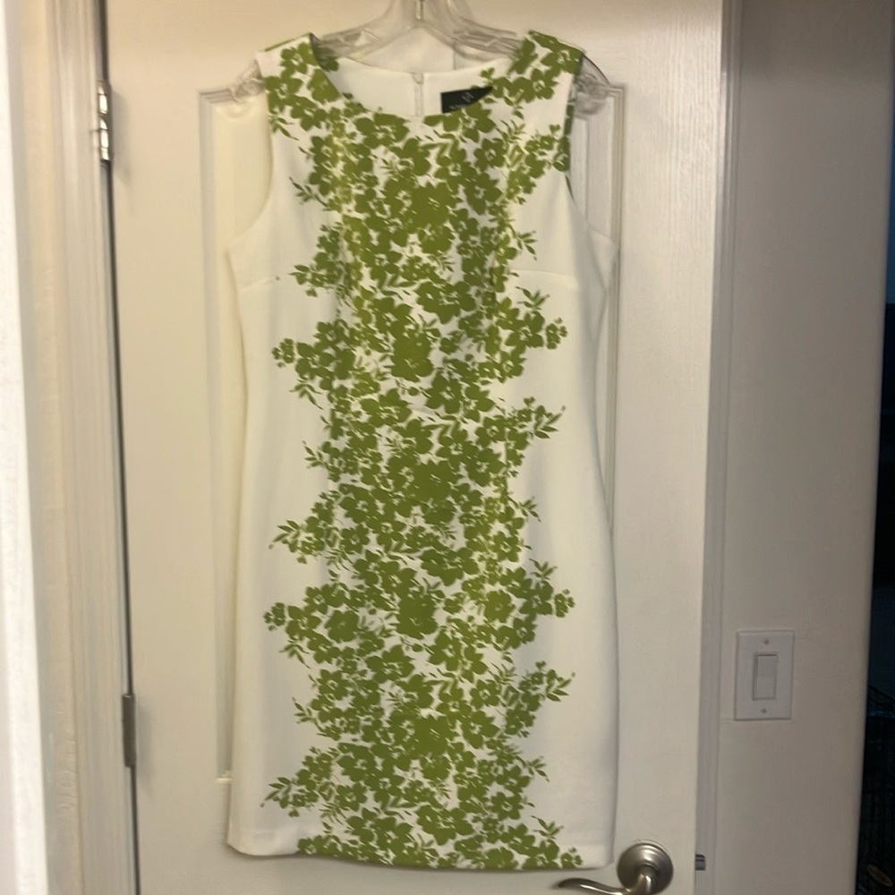 Ronni Nicole Elegant Green White Floral Dress